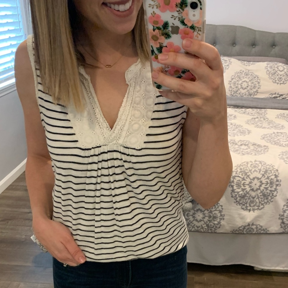 GAP size S. Black & white striped with lace detail